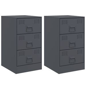 vidaXL sengeborde 2 stk. 34,5x39x62 cm st&aring;l antracitgr&aring;