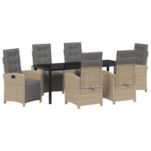 vidaXL Have Spisebordss&aelig;t 7 stk. Beige polyrattan