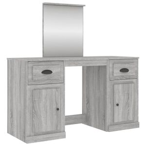 vidaXL makeupbord med spejl 130x50x132,5 cm gr&aring; sonoma-eg