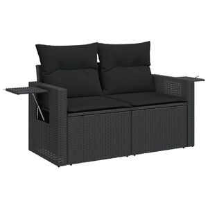 vidaXL 2-personers havesofa med hynder polyrattan sort