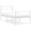 vidaXL sengeramme med sengegavl og fodg&aelig;rde 100x190 cm metal hvid