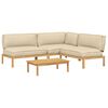 vidaXL Sofa S&aelig;t med pude Ensfarvet 4 pcs Beige Massivt Akacietr&aelig;