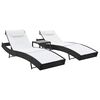 vidaXL liggestole 2 stk. med bord polyrattan og textilene sort