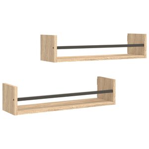 vidaXL v&aelig;ghylder med st&aelig;nger 2 stk. 60x16x14 cm sonoma-eg