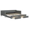 vidaXL daybed med udtr&aelig;k og skuffer 100x200 cm stof m&oslash;rkegr&aring;