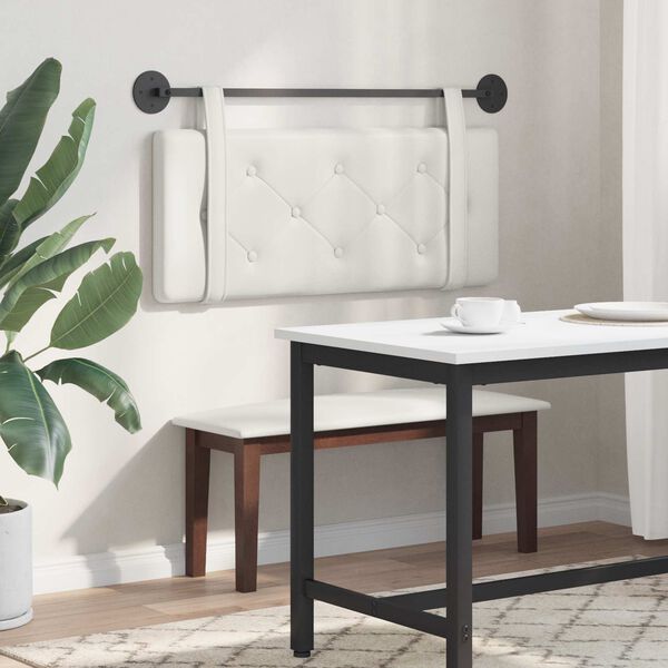 vidaXL H&aelig;ngende Hovedgavl V&aelig;gmonteret Hvid 110 x 55 x 5 cm Faux l&aelig;der