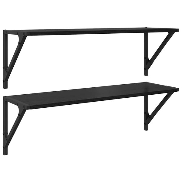 vidaXL V&aelig;ghylder 2 pcs Sort eg 80 x 25 x 25,5 cm Konstrueret tr&aelig;