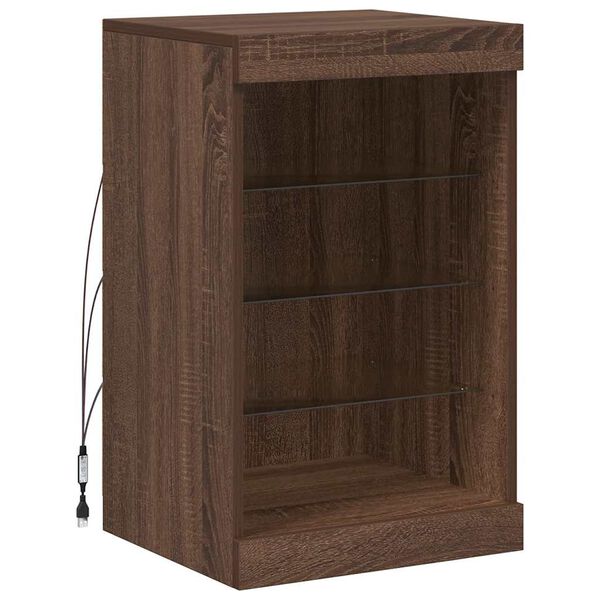 vidaXL sk&aelig;nk med LED-lys 41x37x67 cm brun egetr&aelig;sfarve