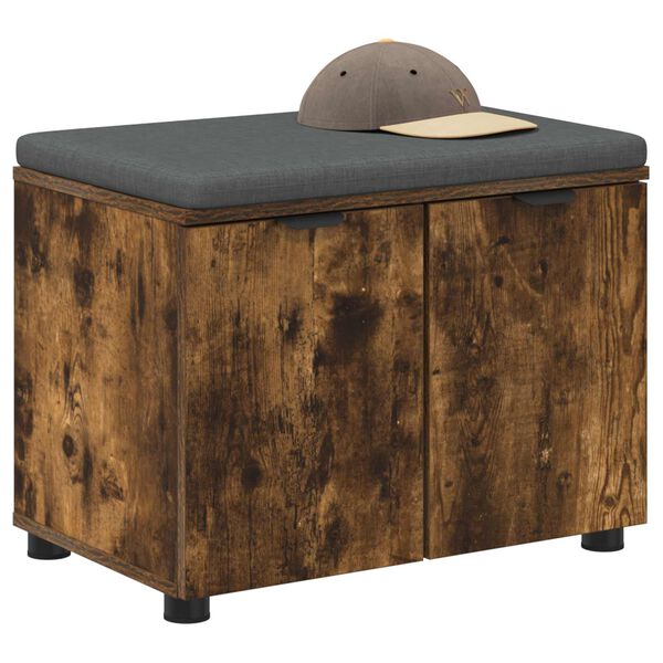 vidaXL Hallb&aelig;nk med pude med opbevaring R&oslash;get eg 60 x 38 x 46 cm