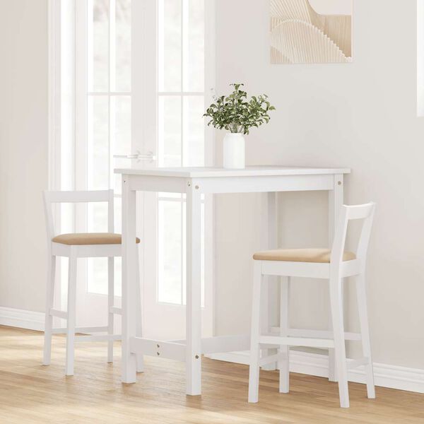 vidaXL barstole med hynder 2 stk. massivt gummitræ hvid