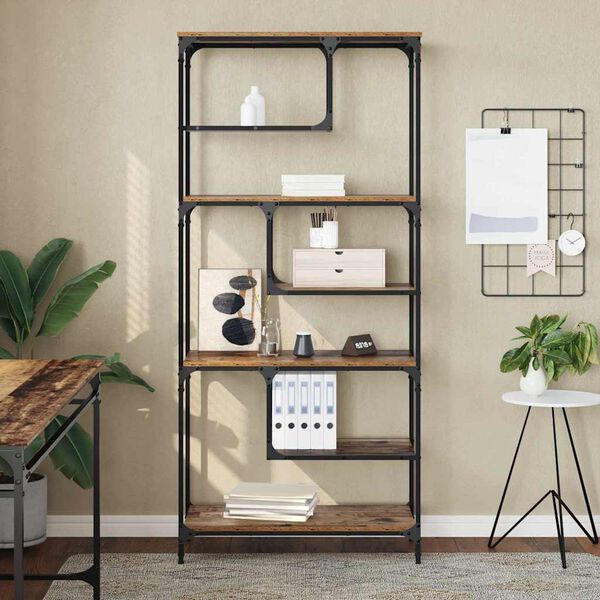 vidaXL Bogreol Gammelt tr&aelig; 81 x 36 x 176 cm Konstrueret tr&aelig;