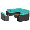 vidaXL 12-delt havesofas&aelig;t med hynder sort polyrattan