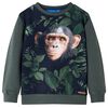 Sweatshirt til b&oslash;rn str. 140 m&oslash;rk kakifarve