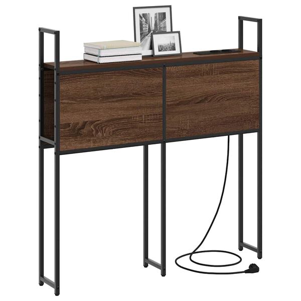vidaXL Opbevaringshovedgavl med Opladningsstation Brun eg 75 cm
