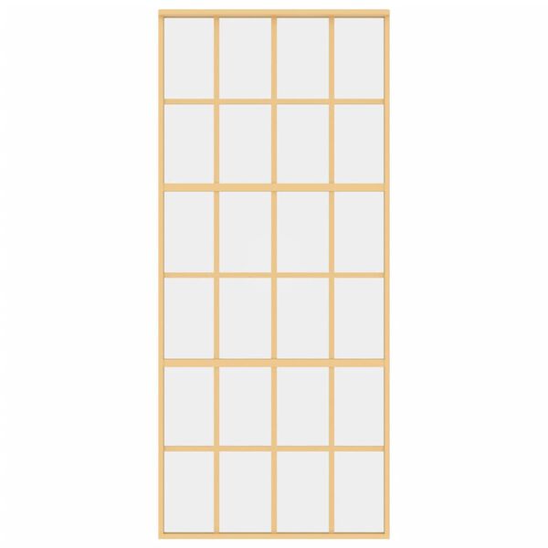 vidaXL skydedør 90x205 cm klart sikkerhedsglas og aluminium guldfarvet