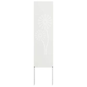 vidaXL Have privatliv sk&aelig;rm Fretwork Hvid 32 x 140 cm Koldvalset st&aring;l