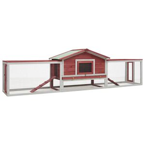 vidaXL kaninbur 310x70x87 cm massivt fyrretr&aelig; og grantr&aelig; r&oslash;d