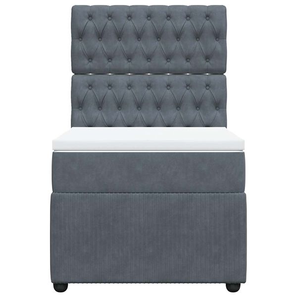 vidaXL kontinentalseng med madras 80x200 cm fløjl mørkegrå