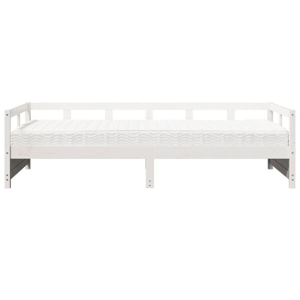vidaXL daybed med madras 90x200 cm massivt fyrretr&aelig; hvid