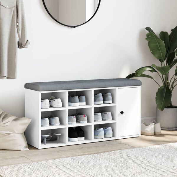 vidaXL skobænk 102x32x50 cm konstrueret træ hvid