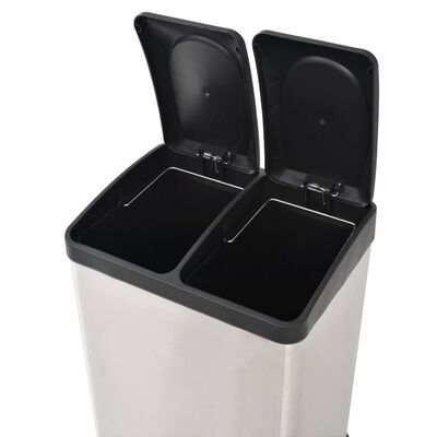 vidaXL affaldsspand til genbrug med pedal rustfrit stål 36 l