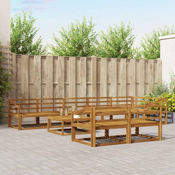 vidaXL Udend&oslash;rs sofagruppe 9 pcs Naturfarvet Massivt Akacietr&aelig;