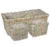 vidaXL Planter Kurv GENDT 3 stk. Naturlig gr&aring; Kubu rattan
