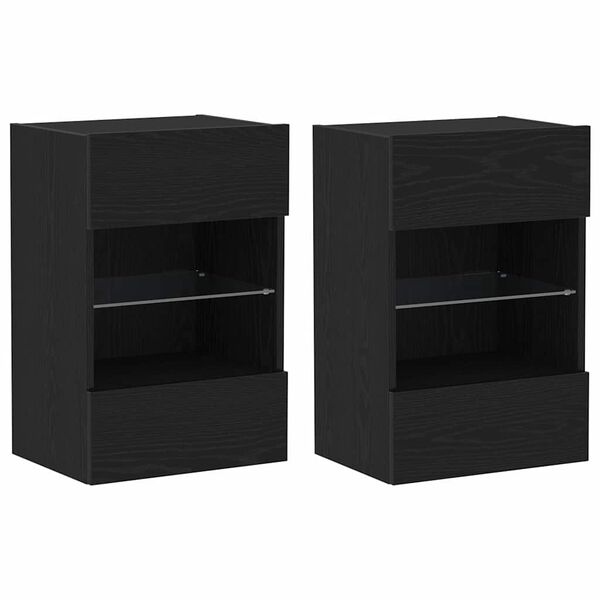 vidaXL TV-m&oslash;bels&aelig;t 2 pcs Sort 40 x 30 x 60,5 cm Konstrueret tr&aelig;