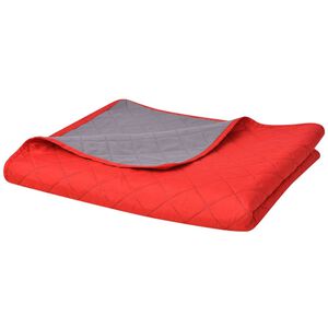 vidaXL dobbeltsidet polstret senget&aelig;ppe r&oslash;d og gr&aring; 170x210 cm