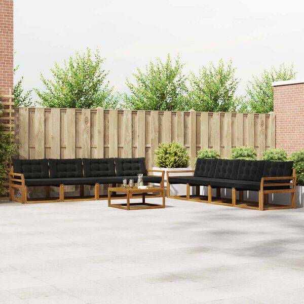 vidaXL Udend&oslash;rs sofagruppe med pude 9 pcs Naturlig og sort