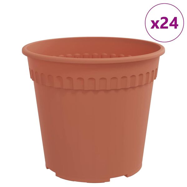 vidaXL Rund Blomsterpotte 24 pcs Mursten R&oslash;d &Oslash; 17 x 14 cm Plastik