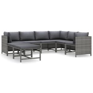 vidaXL lounges&aelig;t til haven 8 dele med hynder polyrattan gr&aring;
