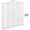 vidaXL buede gabionkurve 3 stk. 200x30x200/220 cm galvaniseret jern