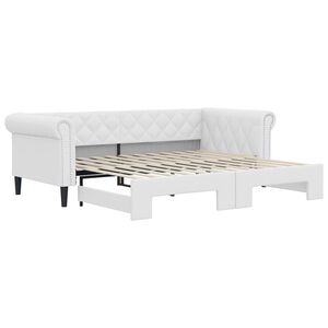 vidaXL daybed med udtr&aelig;k 90x200 cm kunstl&aelig;der hvid