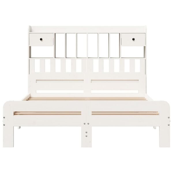 vidaXL seng med reol uden madras 140x190 cm massivt fyrretræ hvid