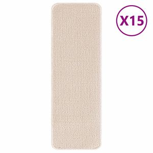 vidaXL Skridsikre Trappem&aring;tter 15 stk. 60 x 25 cm Creme PP Rektangul&aelig;r