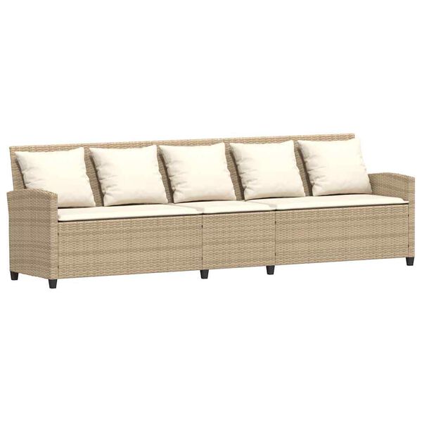 vidaXL 5-personers havesofa med hynder polyrattan beige
