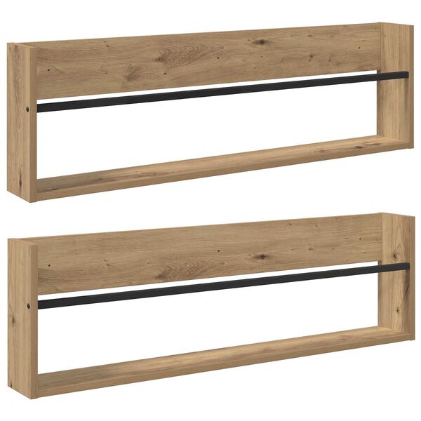 vidaXL Magasin Rack med hylde 2 pcs Artisan Egetr&aelig; 100 x 12 x 30 cm