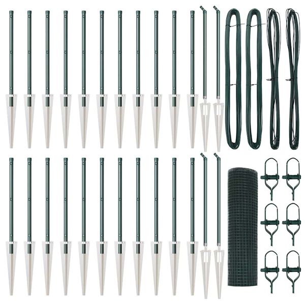 vidaXL Hegn med stolper Gr&oslash;n 0.4 x 50 m St&aring;l