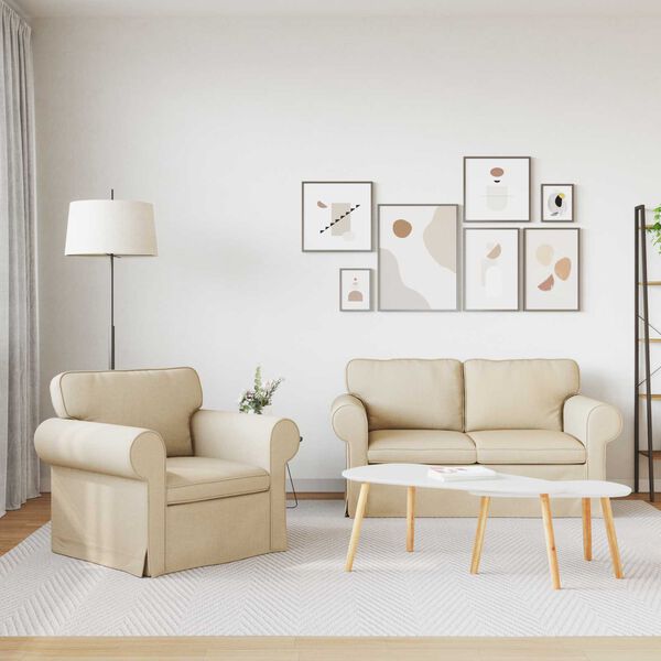 vidaXL Sofa 2 pcs Creme 155 x 82 x 80 cm Stof