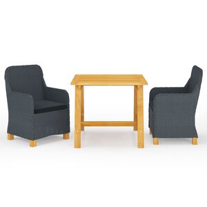 vidaXL spisebordss&aelig;t til haven 3 dele m&oslash;rkegr&aring;