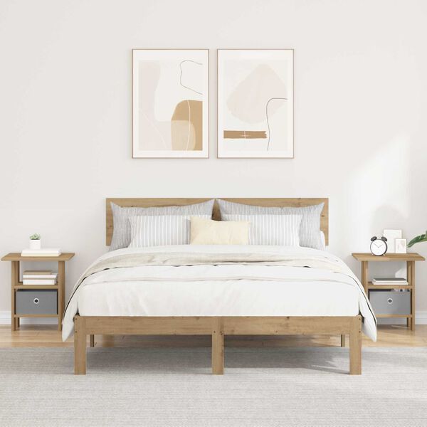 vidaXL Sengebord 2 pcs Artisan Egetr&aelig; 41 x 40 x 45 cm Konstrueret tr&aelig;