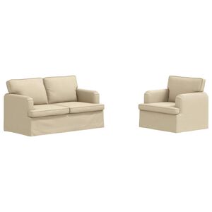 vidaXL Sofa S&aelig;t 2 pcs Creme 144 x 80 x 85 cm Stof