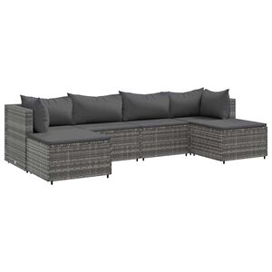 vidaXL lounges&aelig;t til haven 6 dele med hynder polyrattan gr&aring;