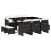 vidaXL spisebordss&aelig;t til haven 11 dele med hynder polyrattan sort