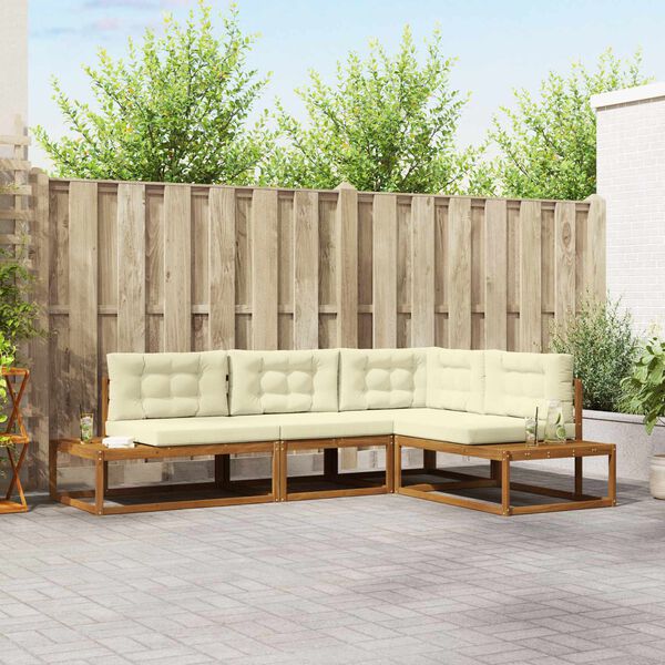 vidaXL Udend&oslash;rs sofagruppe 4 Stk Naturlig og Fl&oslash;de