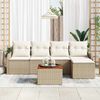 vidaXL Havesofa S&aelig;t med pude 6 pcs Beige polyrattan