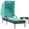 vidaXL liggestol med baldakin og bord sort polyrattan