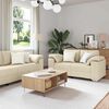 vidaXL Sofa 3 pcs Creme Linned-blandet stof