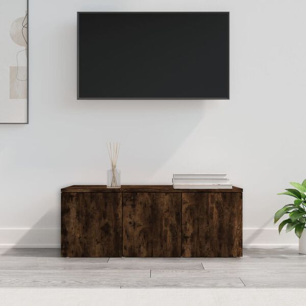 vidaXL tv-bord 80x34x30 cm konstrueret træ røget egetræsfarve